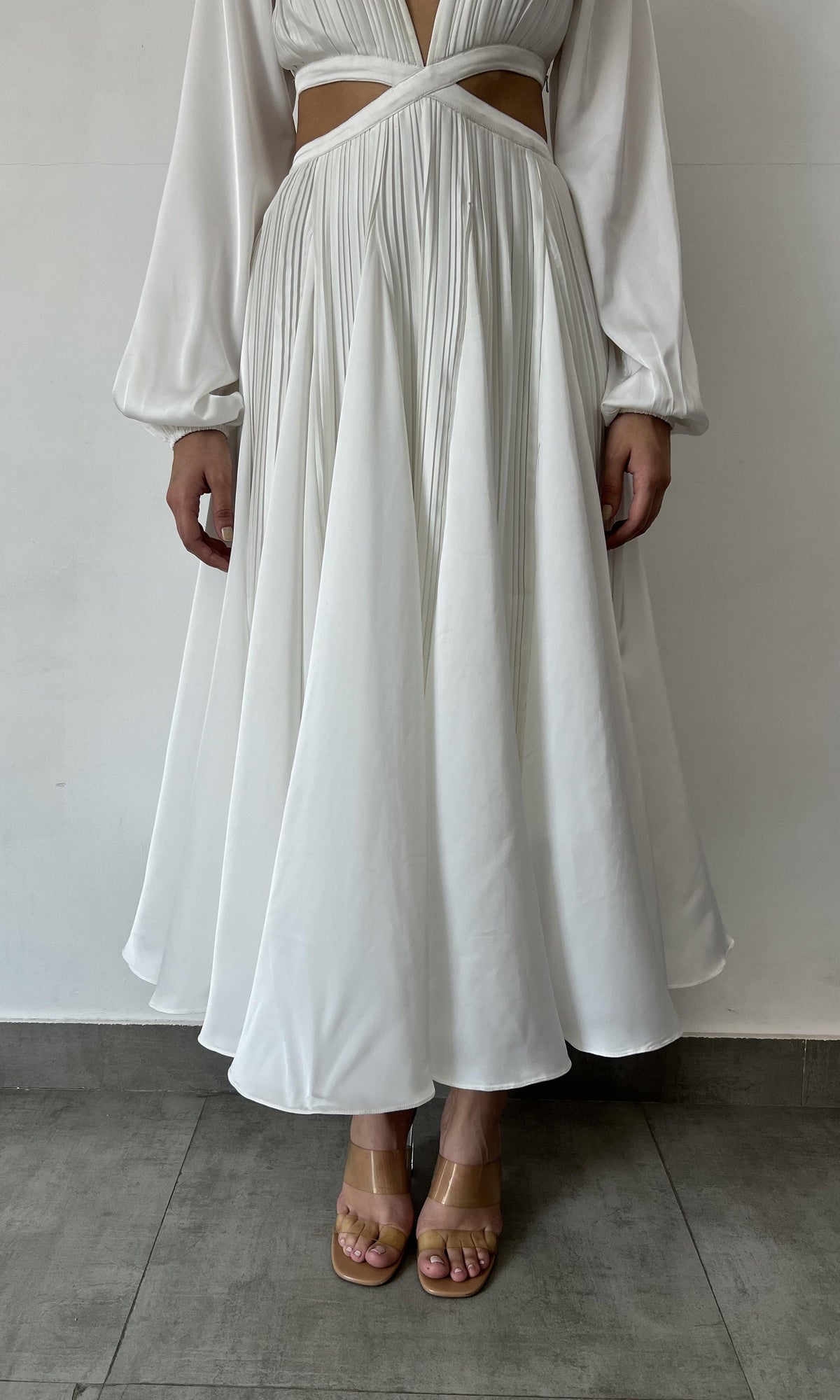 Womens | Bree Polyester Satin Long Dress | White