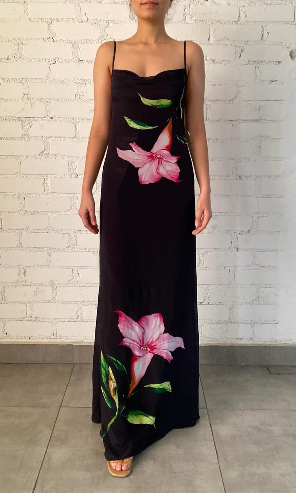 Womens | Bryn Viscose Chiffon Long Dress - II | Black