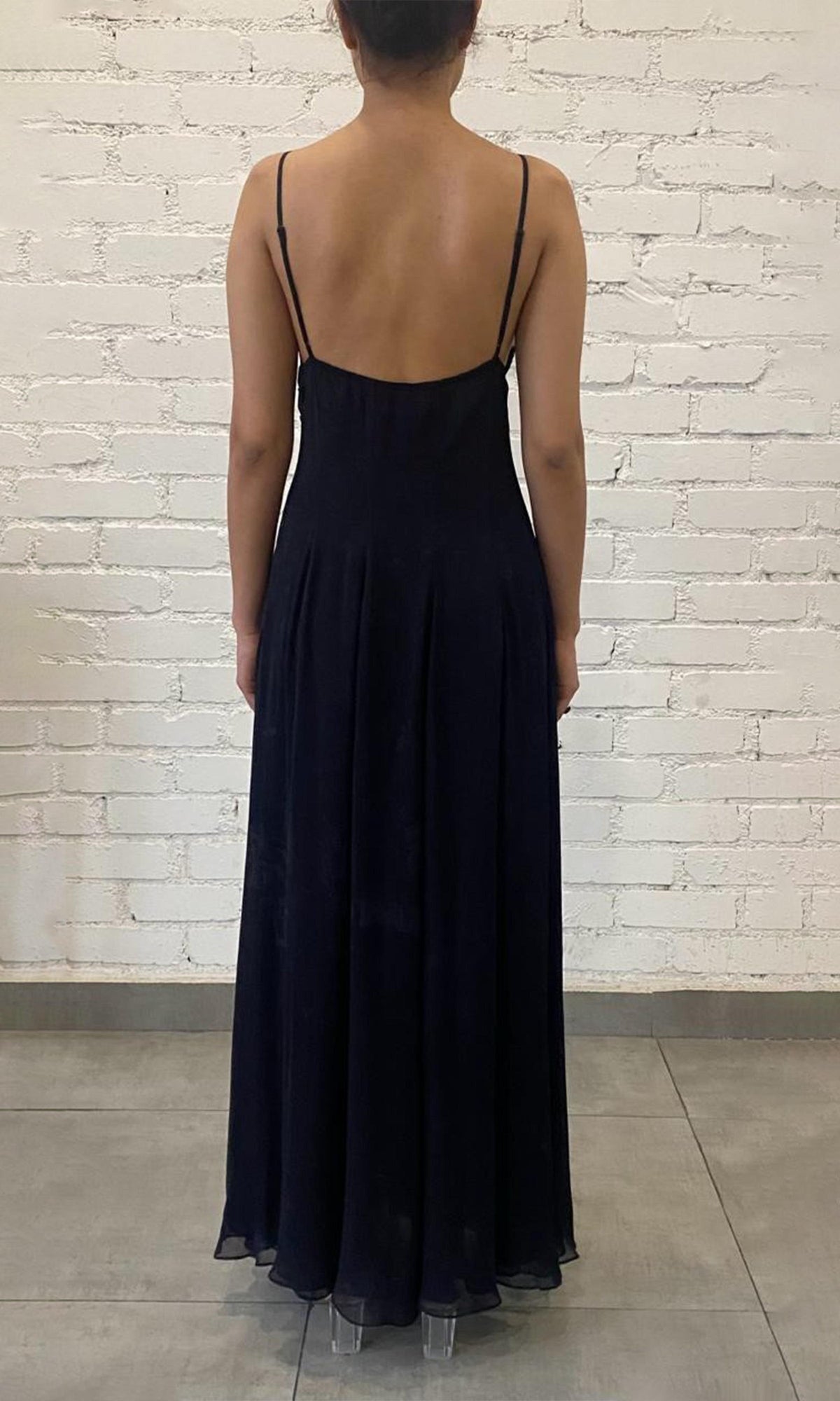 Womens | Bryn Viscose Chiffon Long Dress - II | Black