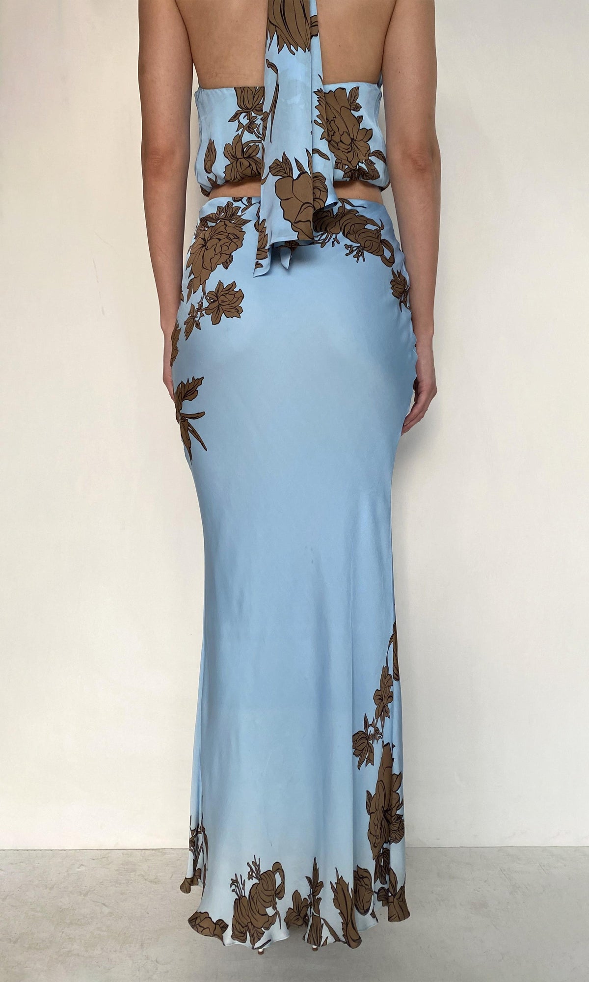 Womens | Cady Viscose Satin Maxi Skirt | Brown