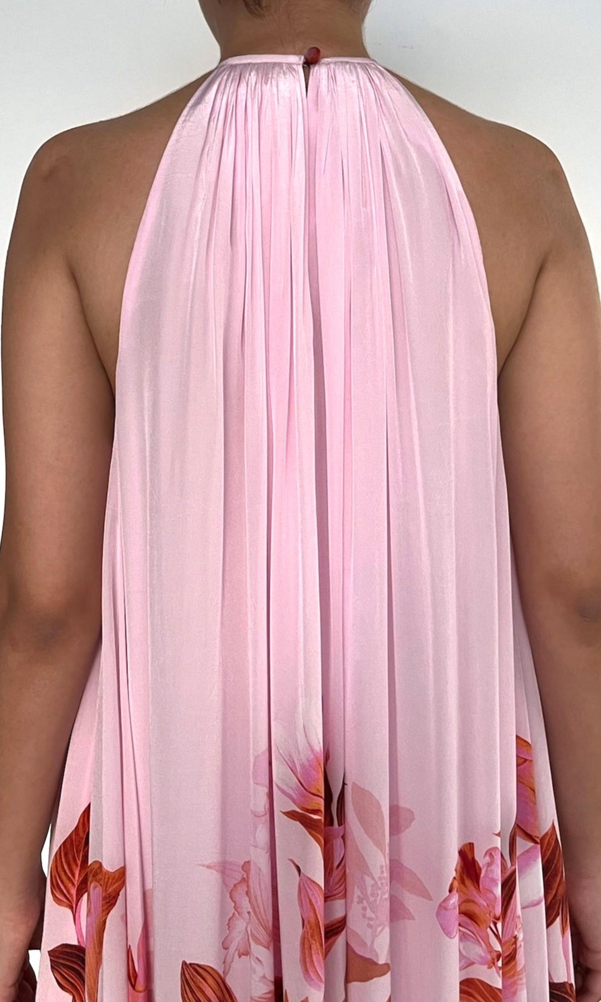 Womens | Cai Viscose Natural Crepe Long Dress | Pink Multi