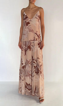 Womens | Cali Viscose Natural Crepe Long Dress | Beige