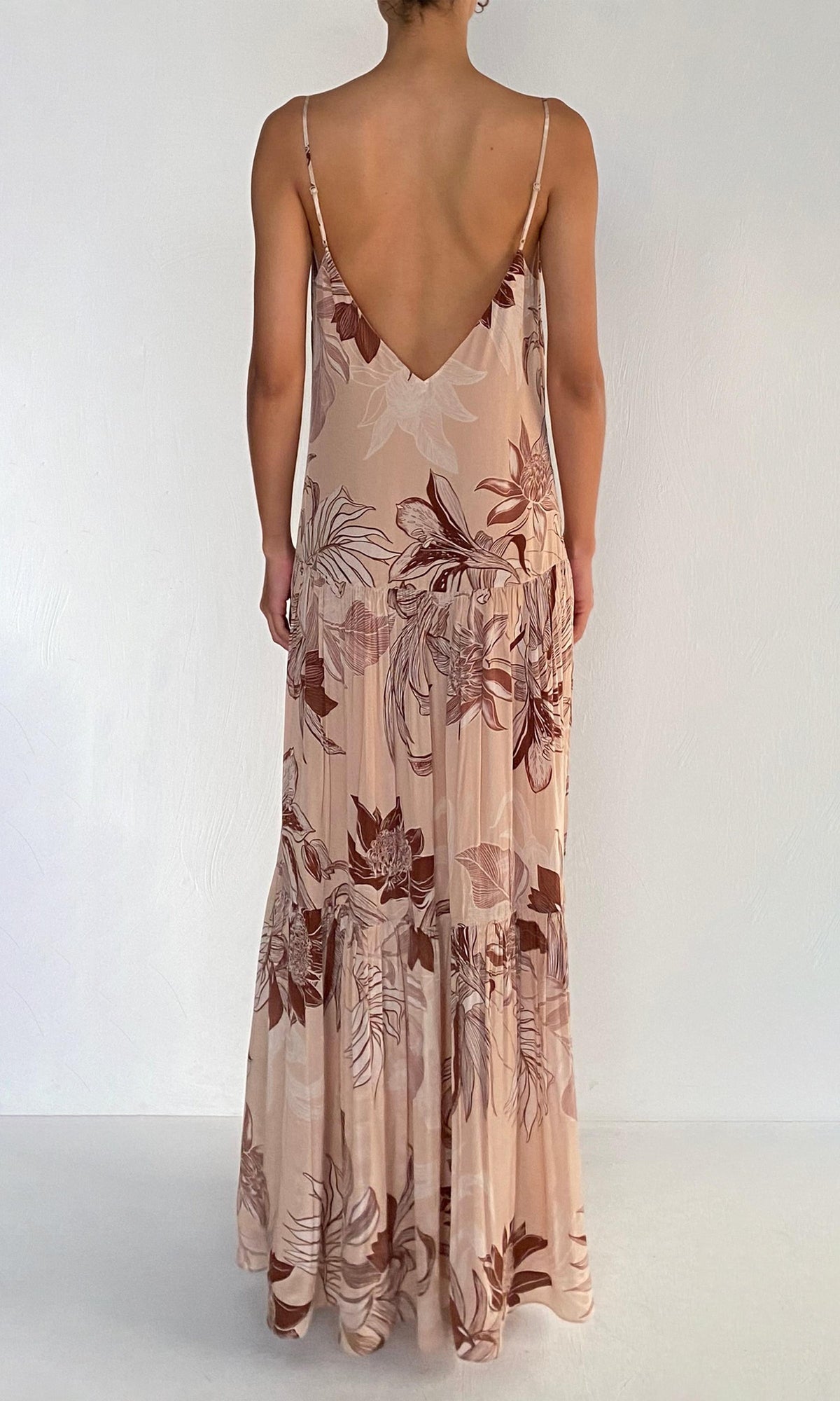 Womens | Cali Viscose Natural Crepe Long Dress | Beige