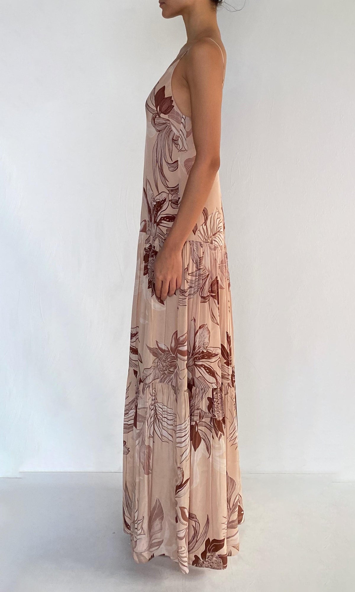 Womens | Cali Viscose Natural Crepe Long Dress | Beige