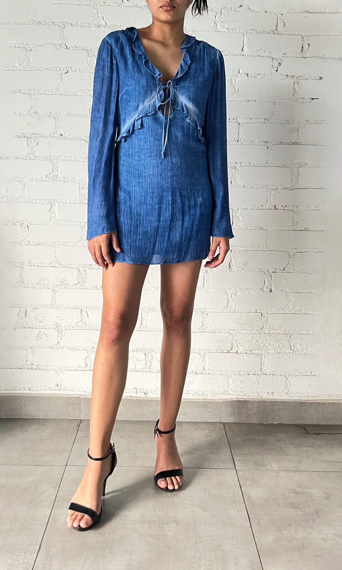 Womens | Cole Viscose Cotton Georgette Short Dress | Blue