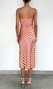 Womens | Czar Polyester Double Satin Strapless Midi Dress | Off-White Brown