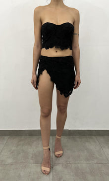 Womens | Eliza Polyester Chemical Lace Short Skirt | Black