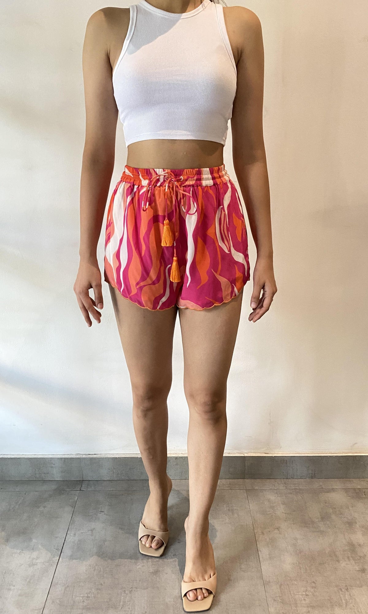 Womens | Emily Polyester Crepe Shorts | Pink Multi