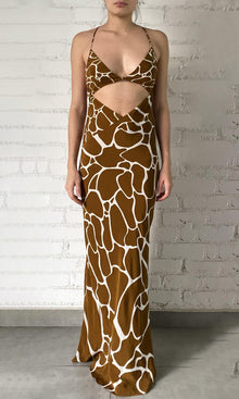 Rococo Sand | Fia Viscose Natural Crepe Maxi Dress | Brown