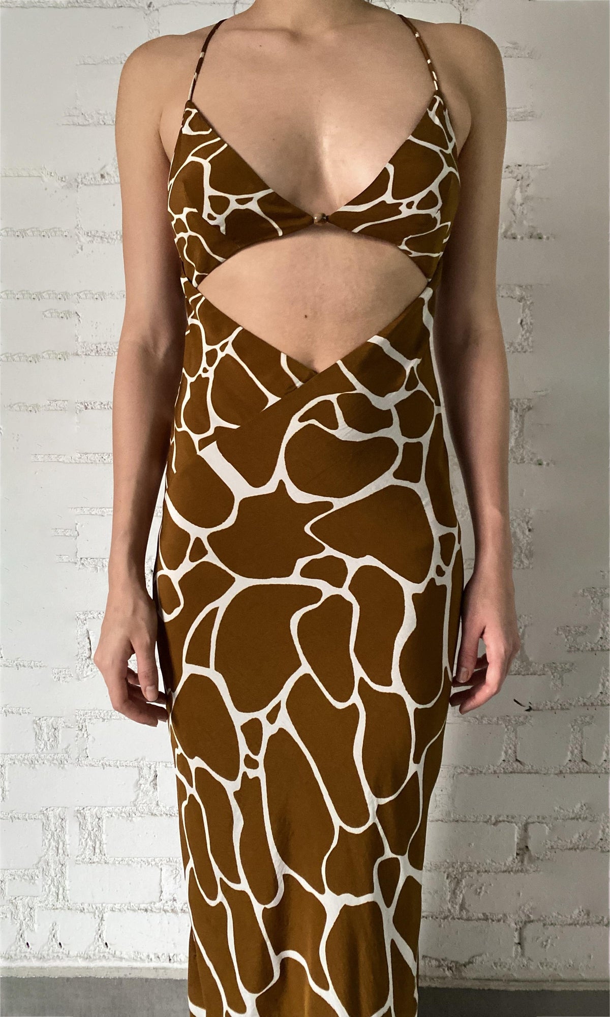Rococo Sand | Fia Viscose Natural Crepe Maxi Dress | Brown