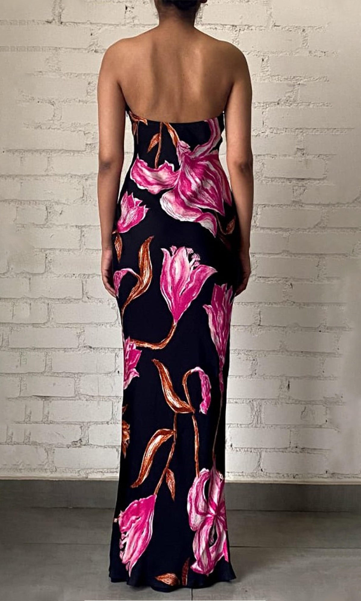 Womens | Grace Polyester Crepe Long Dress | Black