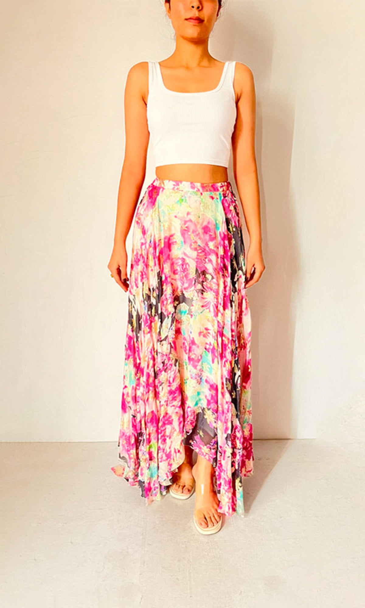 Womens | Inv Viscose Georgtte Floral Lurex Long Skirt | Multi