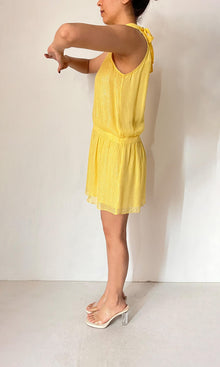 Womens | Inv Viscose Georgette Lurex Short Dress | Yellow