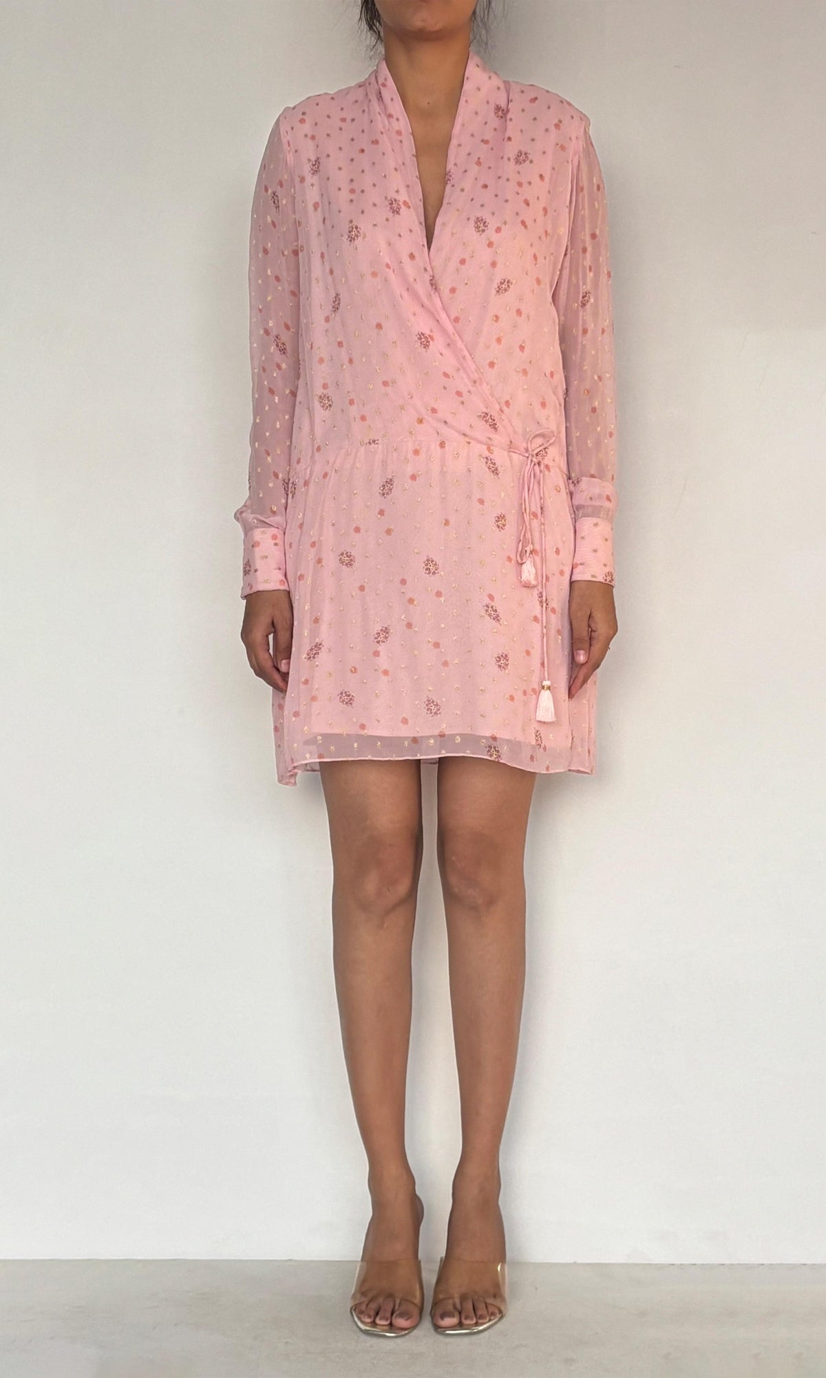 Womens | Inv Viscose Georgtte Dobby Short Dress | Pink