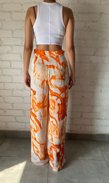 Womens | Inv Polyester Satin Lycra Pants | White Orange