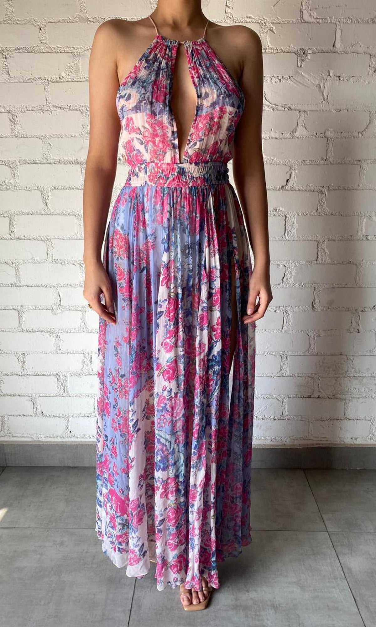 Womens | Inv Viscose Chiffon Long Dress | Blue Print