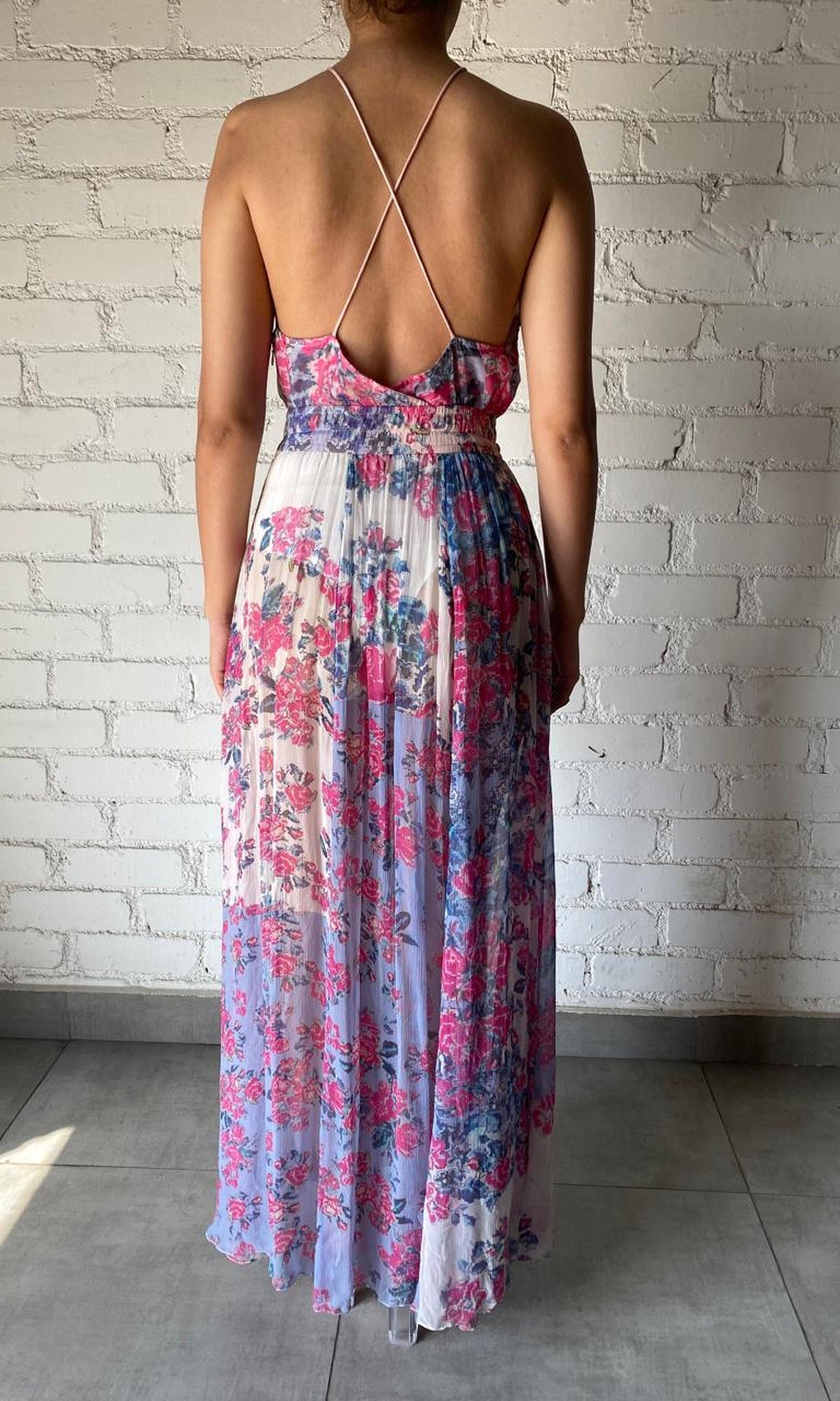 Womens | Inv Viscose Chiffon Long Dress | Blue Print