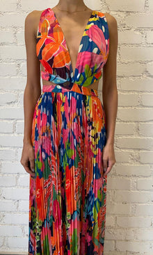 Rococo Sand | Inv Viscose Flat Chiffon Long Dress | Multi Print