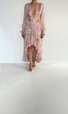 Rococo Sand | Inv Viscose Crepe Jacquard Long Dress | Multicolor
