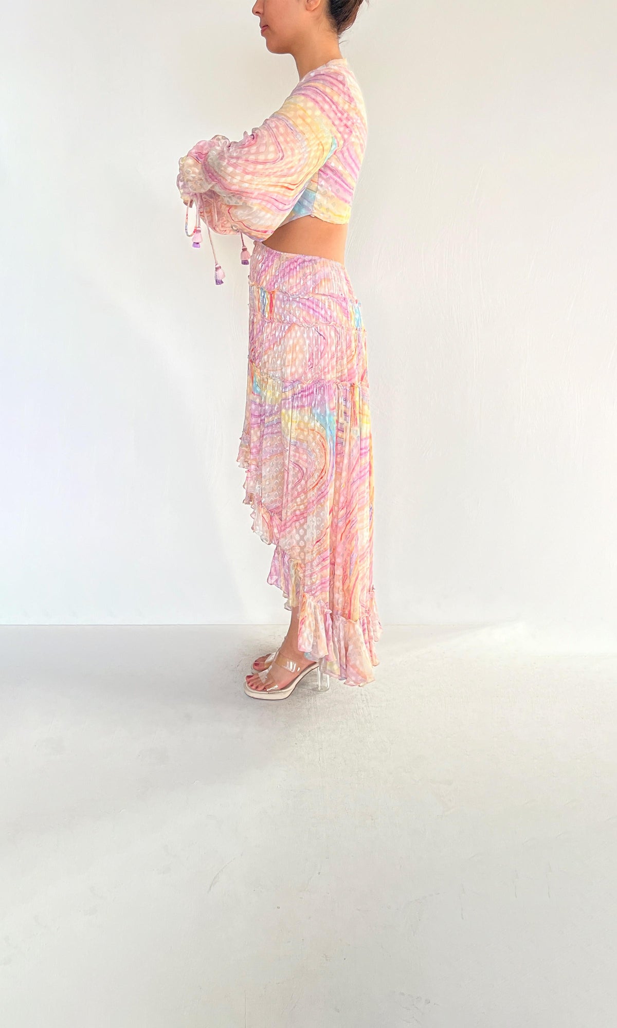 Rococo Sand | Inv Viscose Crepe Jacquard Long Dress | Multicolor