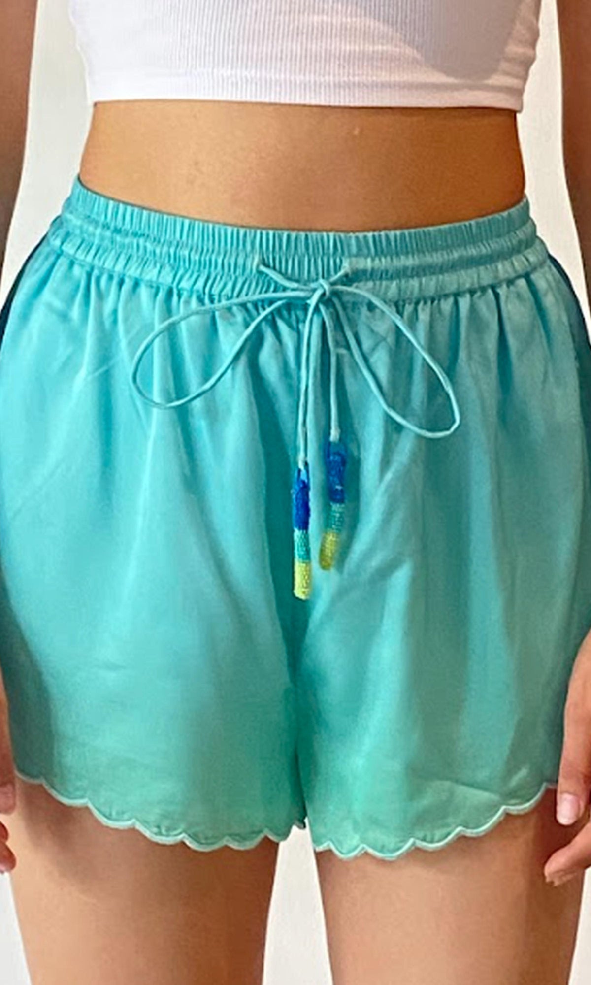 Womens | Kiki Polyester Satin Shorts - I | Teal Multi