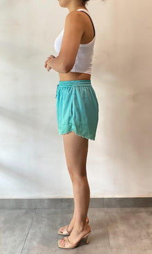 Womens | Kiki Polyester Satin Shorts - I | Teal Multi