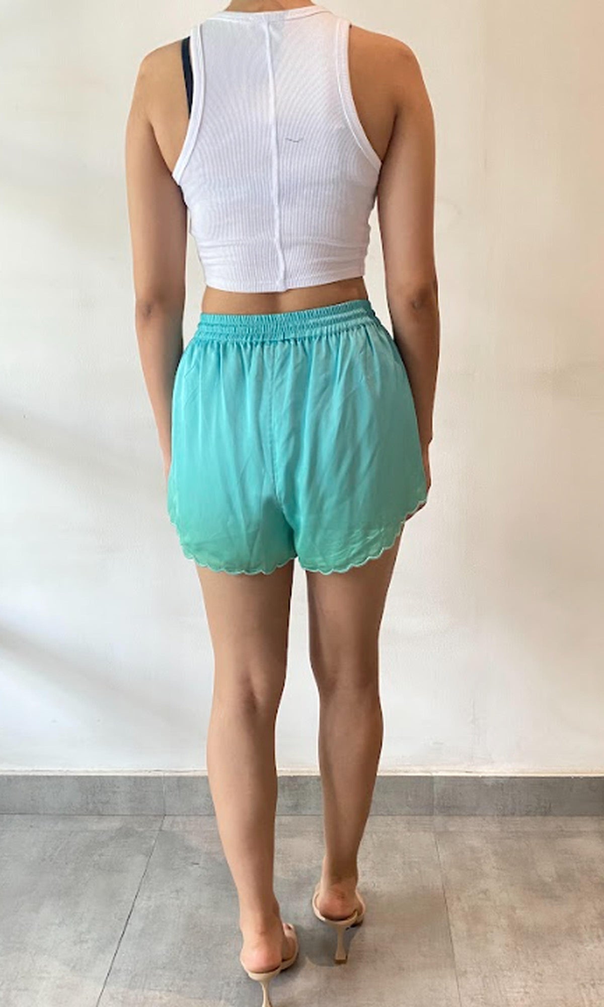 Womens | Kiki Polyester Satin Shorts - I | Teal Multi