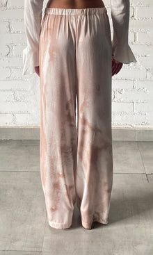 Womens | Ryan Polyester Satin Lycra Tie-Dye Trouser | Light Brown