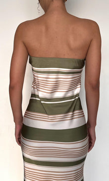 Womens | Taio Polyester Double Satin Strapless Midi Dress | Off-White Green