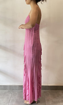 Rococo Sand | Vita Viscose Cotton Georgette Long Dress | Pink