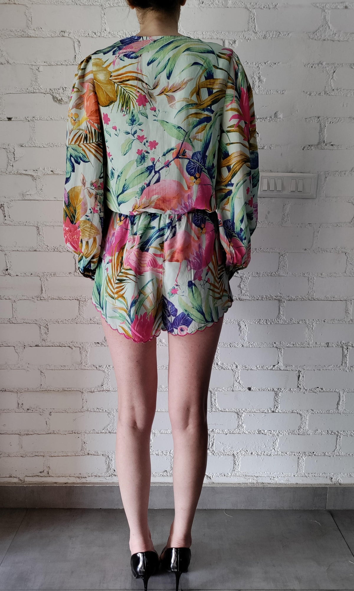 Womens | Zazu Polyester Crepe Bodysuit | Green Multi