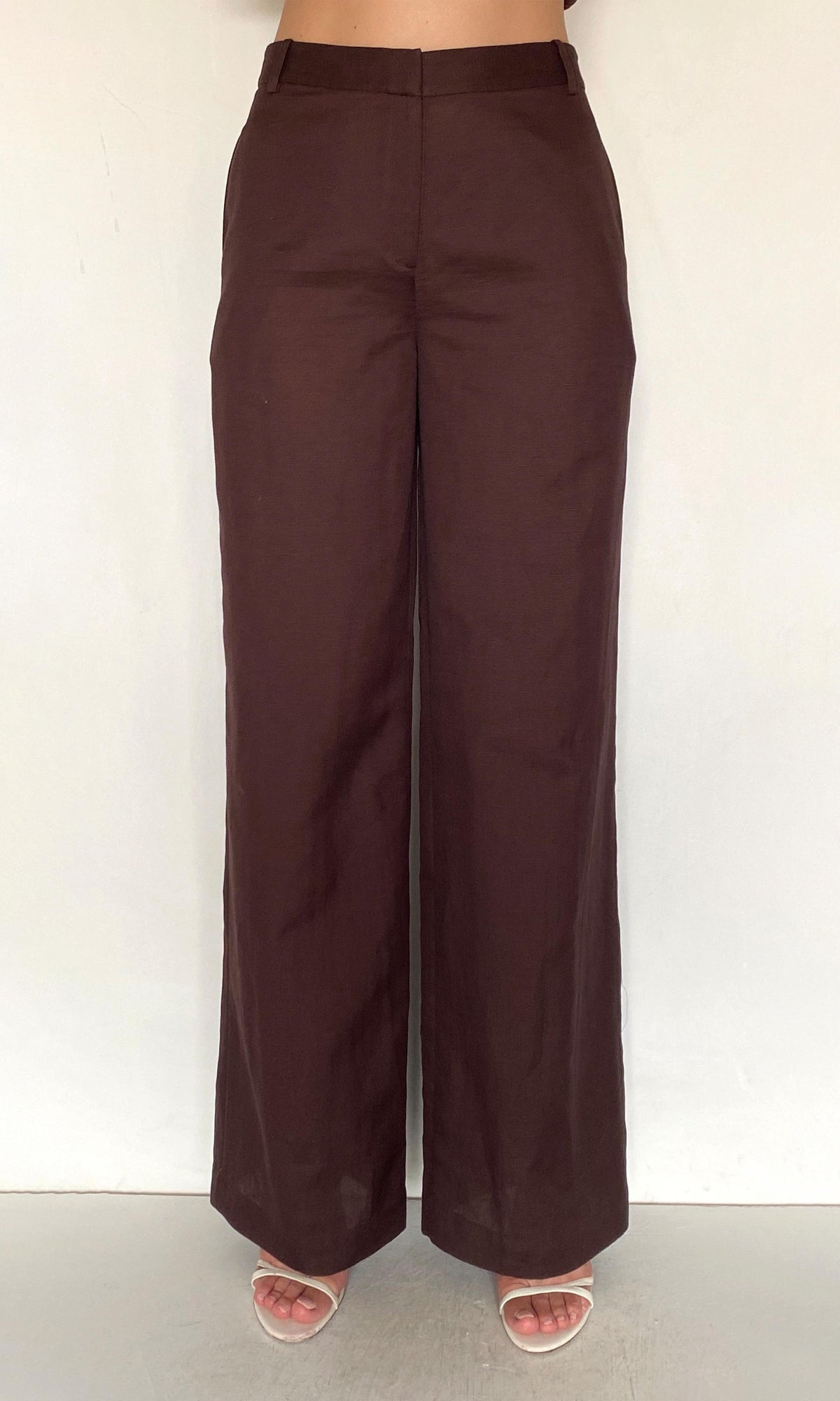 Womens | Zin Linen Cotton Straight Pants | Brown