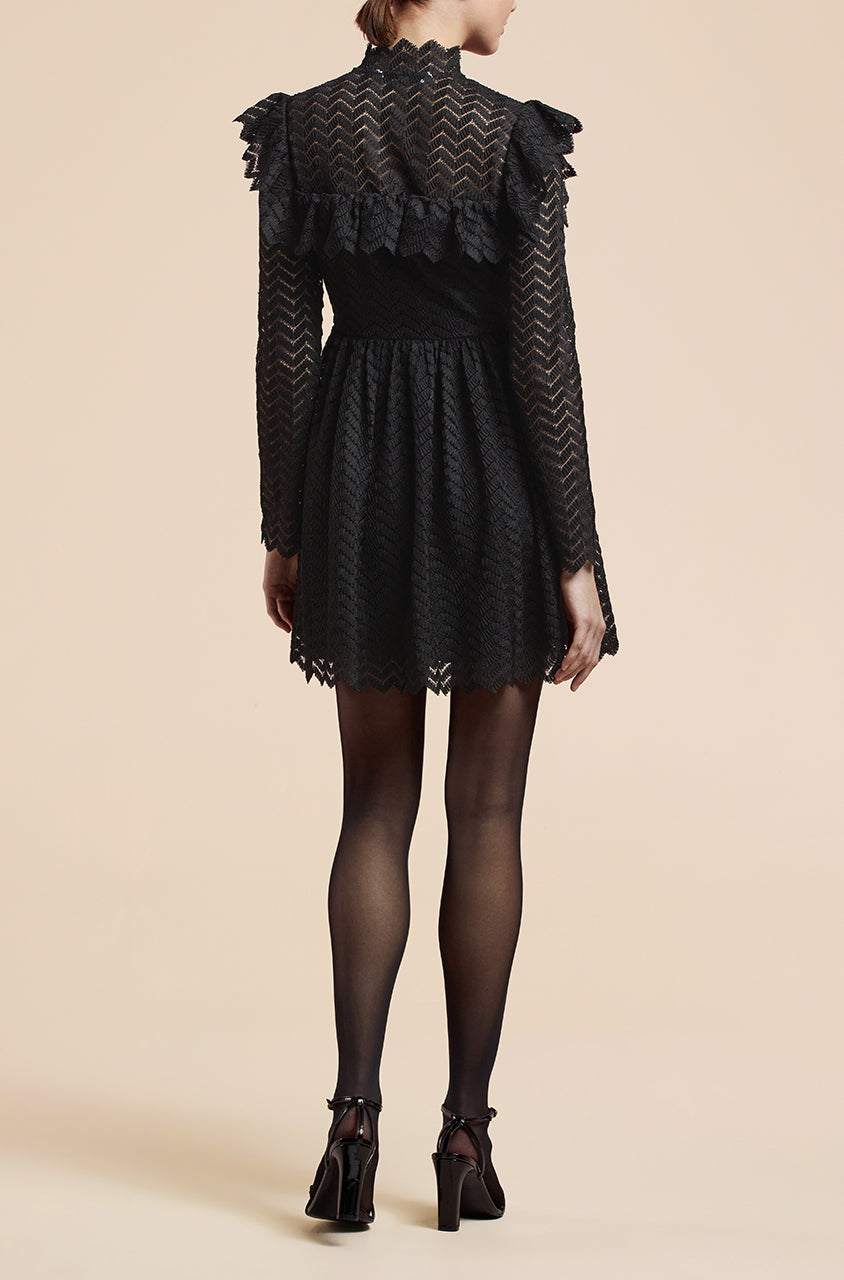 Chevron Lace Dress | Black