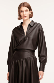 Vegan Leather Pullover | Black