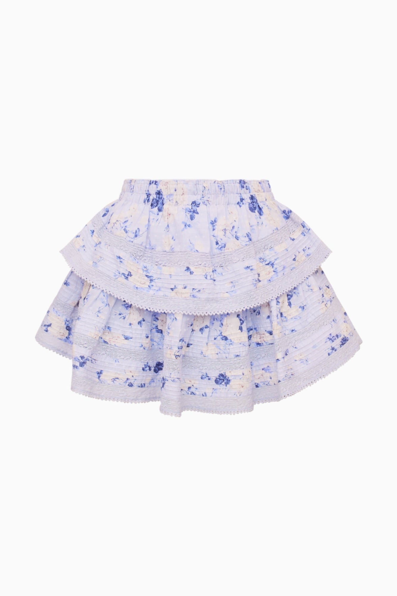Ruffle Mini Heirloom Print Skirt | Whisper Blue