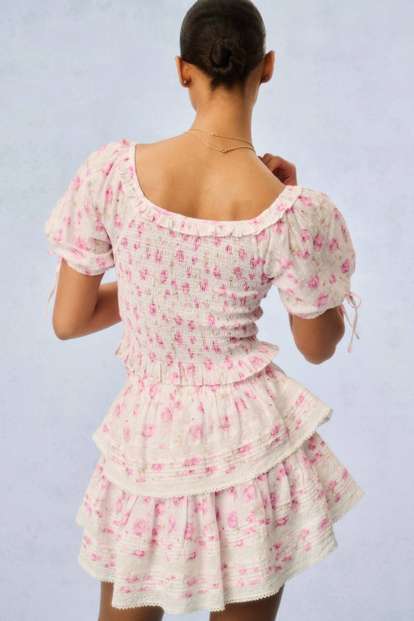 Ruffle Mini Heirloom Print Skirt | Sterling Dusk