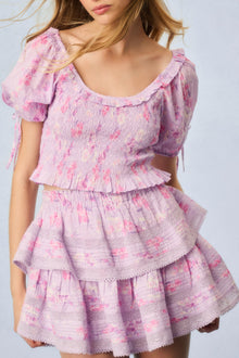 Ruffle Mini Heirloom Print Skirt | Hibiscus