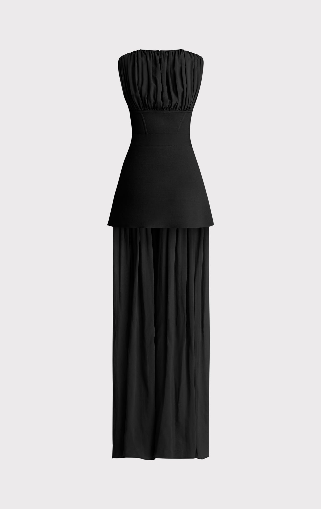 Milano Corset Gown With Silk Ruched Chiffon | Black