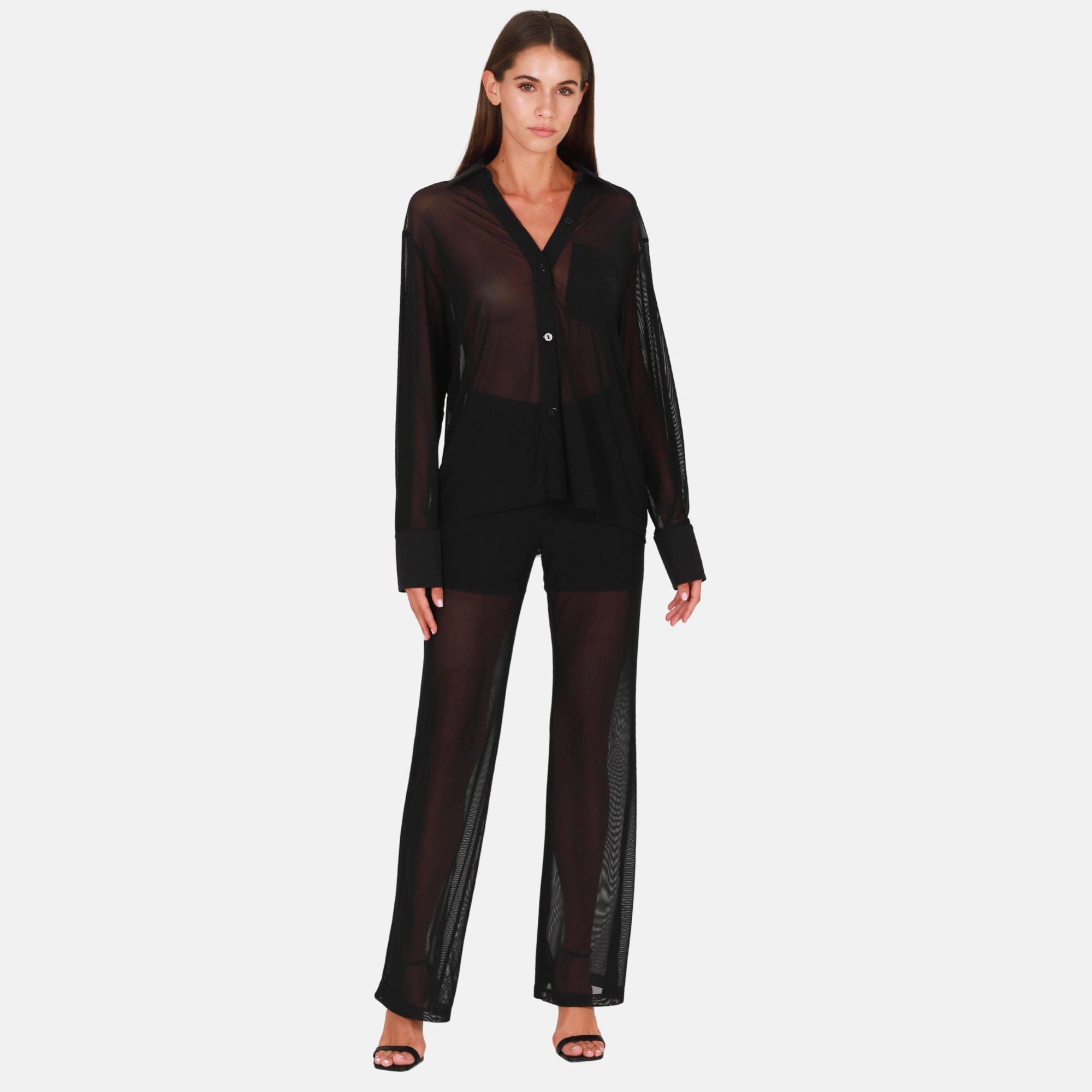 OW Collection RYAN Sheer Shirt Account 002 - Black Caviar
