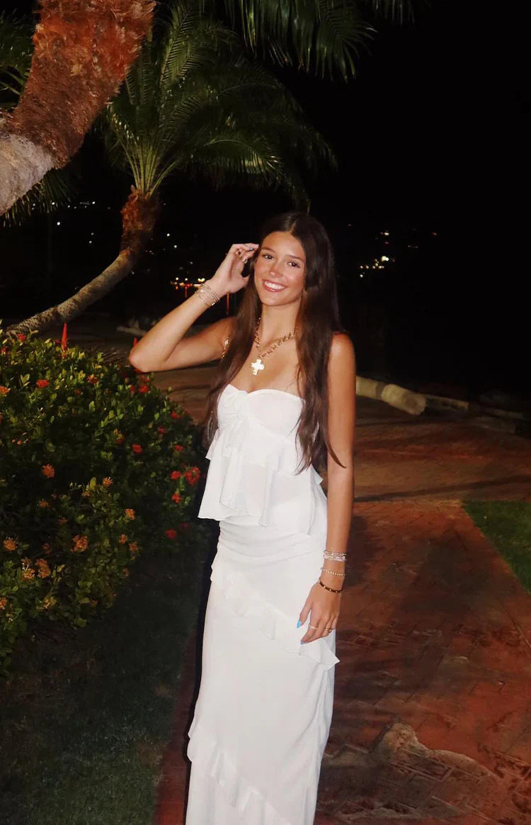 Raleigh Ruffle Maxi Skirt | White