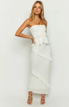Raleigh Ruffle Maxi Skirt | White