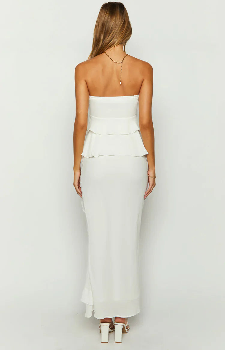 Raleigh Ruffle Maxi Skirt | White