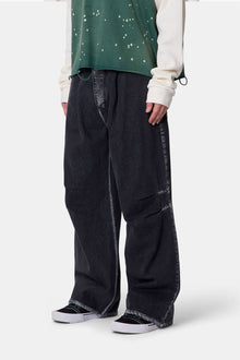 Raw Pleated Denim | Rinsed Black
