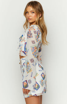 Raymin Chiffon Long Sleeve Mini Dress | White