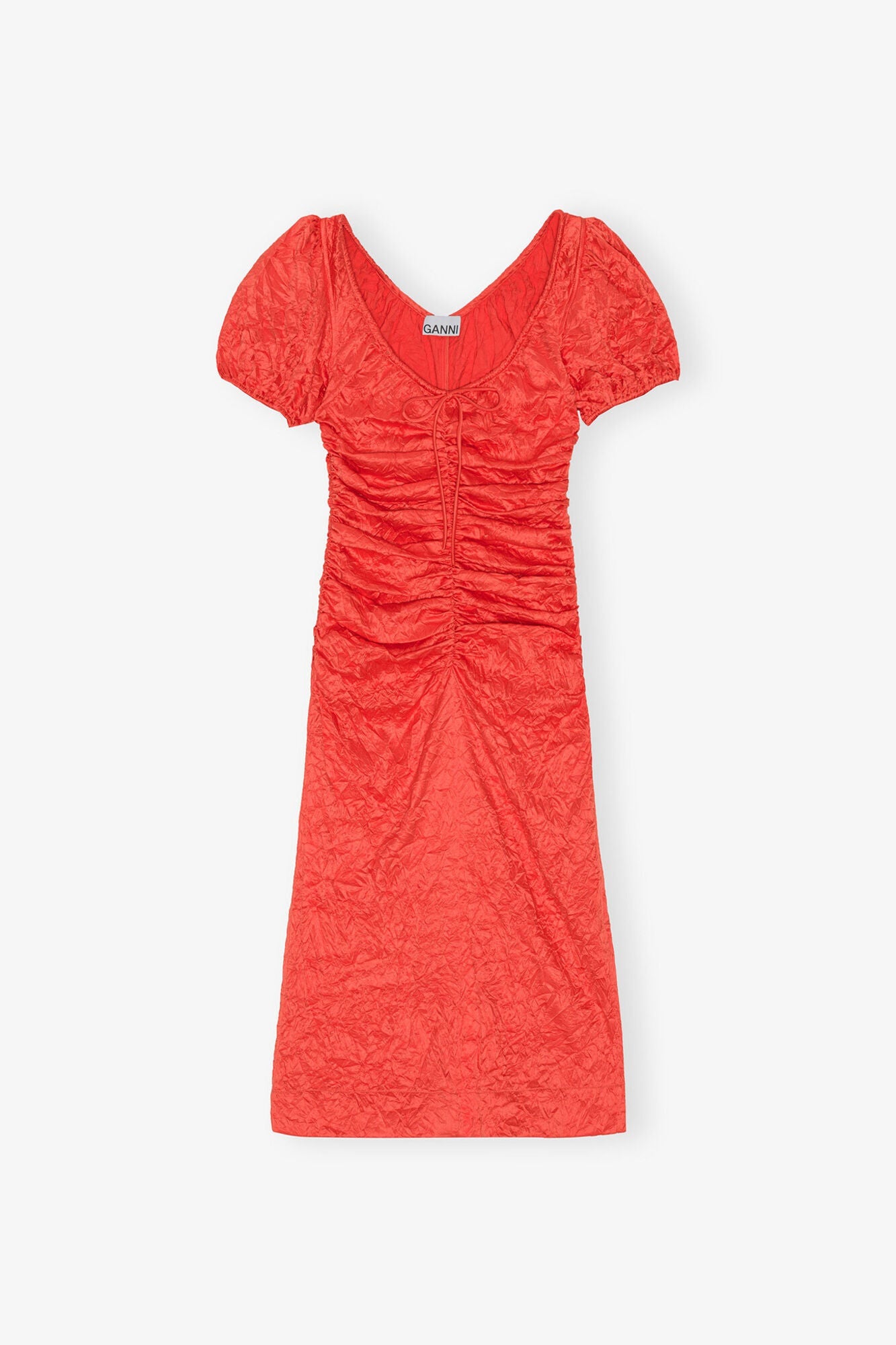 Red Crinkled Satin Midi Dress | Grenadine
