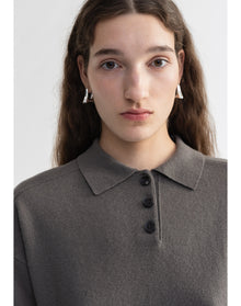 Regina | Pure Merino Wool Polo Sweater | Storm