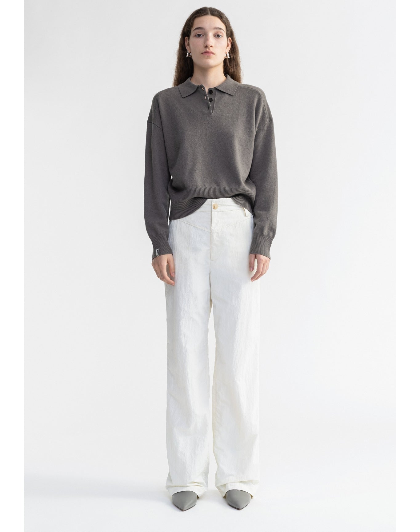 Regina | Pure Merino Wool Polo Sweater | Storm