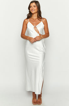 Renaissance Satin Maxi Dress | White