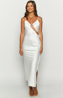 Renaissance Satin Maxi Dress | White
