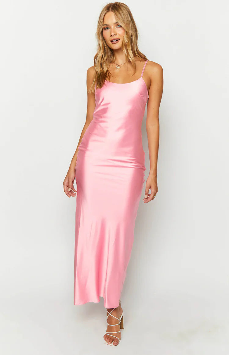 Renesmee Satin Maxi Dress | Pink
